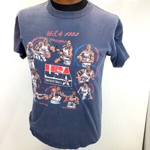 Vtg 1992 USA Basketball Dream Team T Shirt Nutmeg Men’s Sz XL Jordan Bird READ